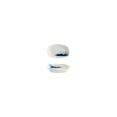 Bonna China Blue Wave 4" x 2.5" x h:0.75" Oval Decorated Porcelain Platter (Set of 4)